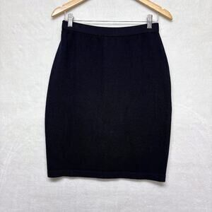 St. John Knit Wool Straight Pencil Midi Skirt Navy Blue Womens Size 6